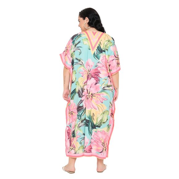 Gypsie Blu Loose Caftan Dress Long Maxi Cover Up Dresses Kimono Sleeve for Women - Picture 8 of 9